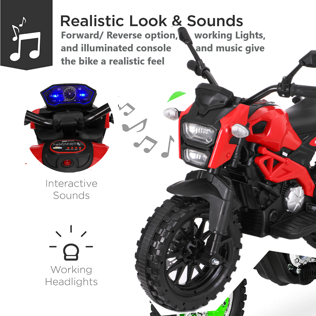 Children's Motorcycle with Training Wheels Battery Powered Electric Dirt Bike