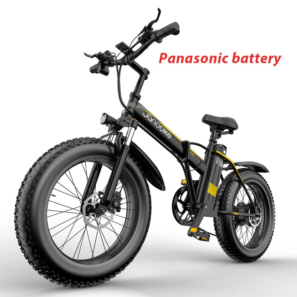 Janobike E20 Electric Bike 1000W 48V 12.8AH Panasonic Battery Foldable,  7-Speed  Mountain Bike.