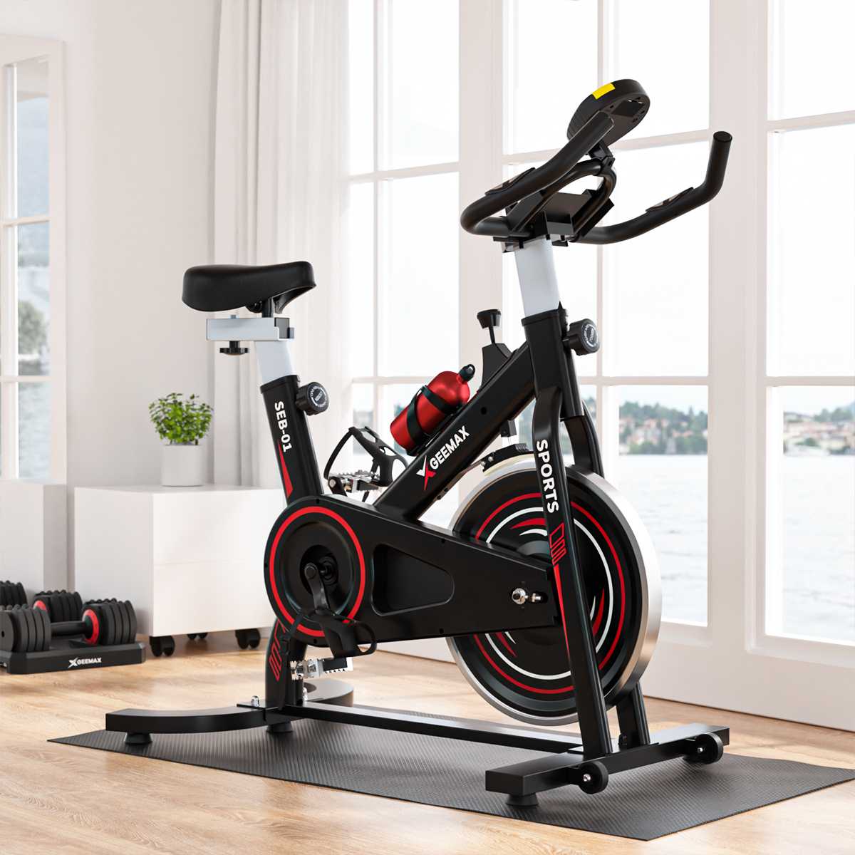 GEEMAX Bicicleta Estatica Bike Indoor Cycling Sports Bike Home Gym Exercise Bike Fitness Equipment for Home Trainer