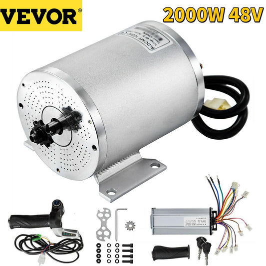 VEVOR Brushless Electric DC Motor W/ Mounting Bracket & Controller 48V 2000W High Speed Low Noise for E-Scooters Go-Karts E-Bike