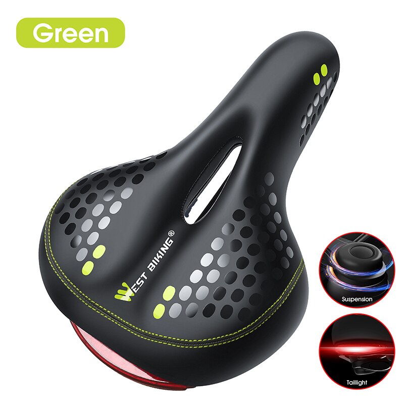 WEST BIKING Bicycle Saddle with Tail Light. Soft Comfortable Bike Hollow Cycling Bicycle Saddle