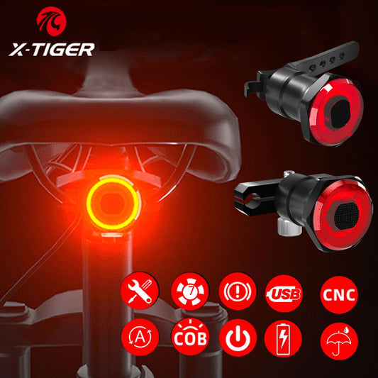 X-Tiger Bike Rear Light, Waterproof LED Charging Bicycle Smart Auto Brake Sensing Light Accessories Bike Taillight Light