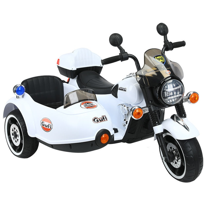 Children 12V Rechargeable Electric Motorcycle Ride on Car 2 PeopleTandem Tricycle for Kids Electric Cars Vehicles