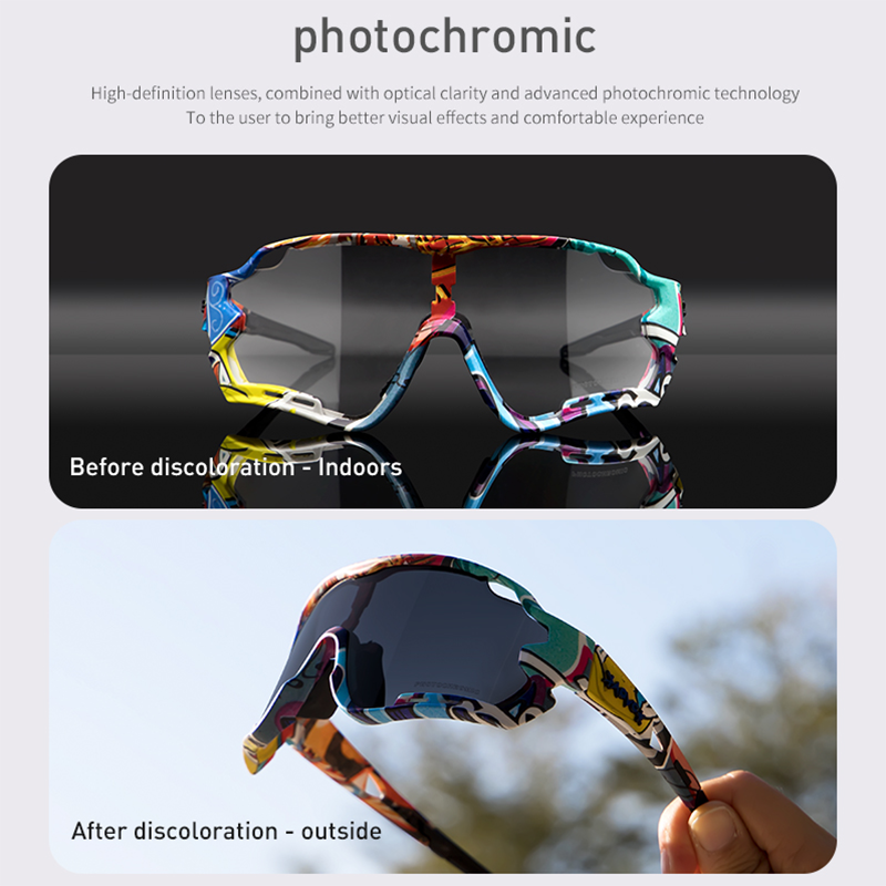 Polarized Mountain Bike Sports Photochromic Cycling Sunglasses. Gafas Ciclismo MTB Cycling Eyewear Sunglasses