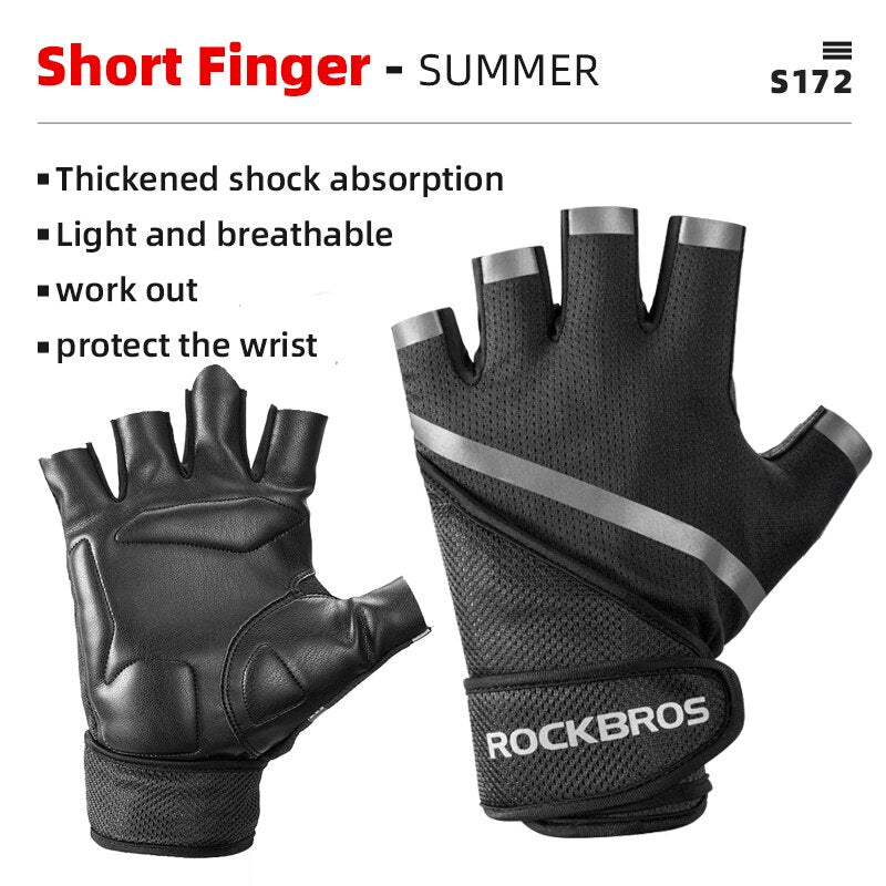 ROCKBROS Bicycle Gloves MTB Road Anti-shock Mountain Bike Fingerless Gloves Breathable Cycling Sports Non-slip Glove