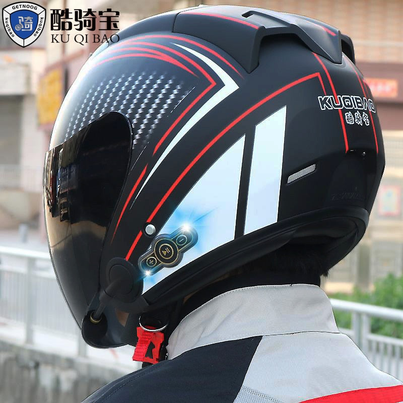 KUQIBAO Electric Motorcycle Helmet for Men. Bluetooth Helmet. 3000-MA Long Battery Life, Off-road Full Face Helmet