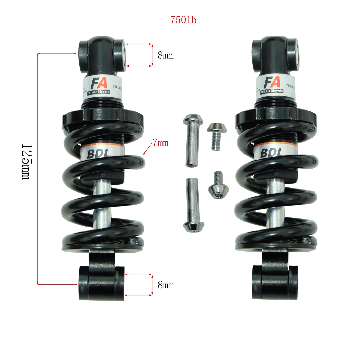 125mm; 150mm; 750lbs Front & Rear Shock Absorbents. For Electric bicycle. Universal