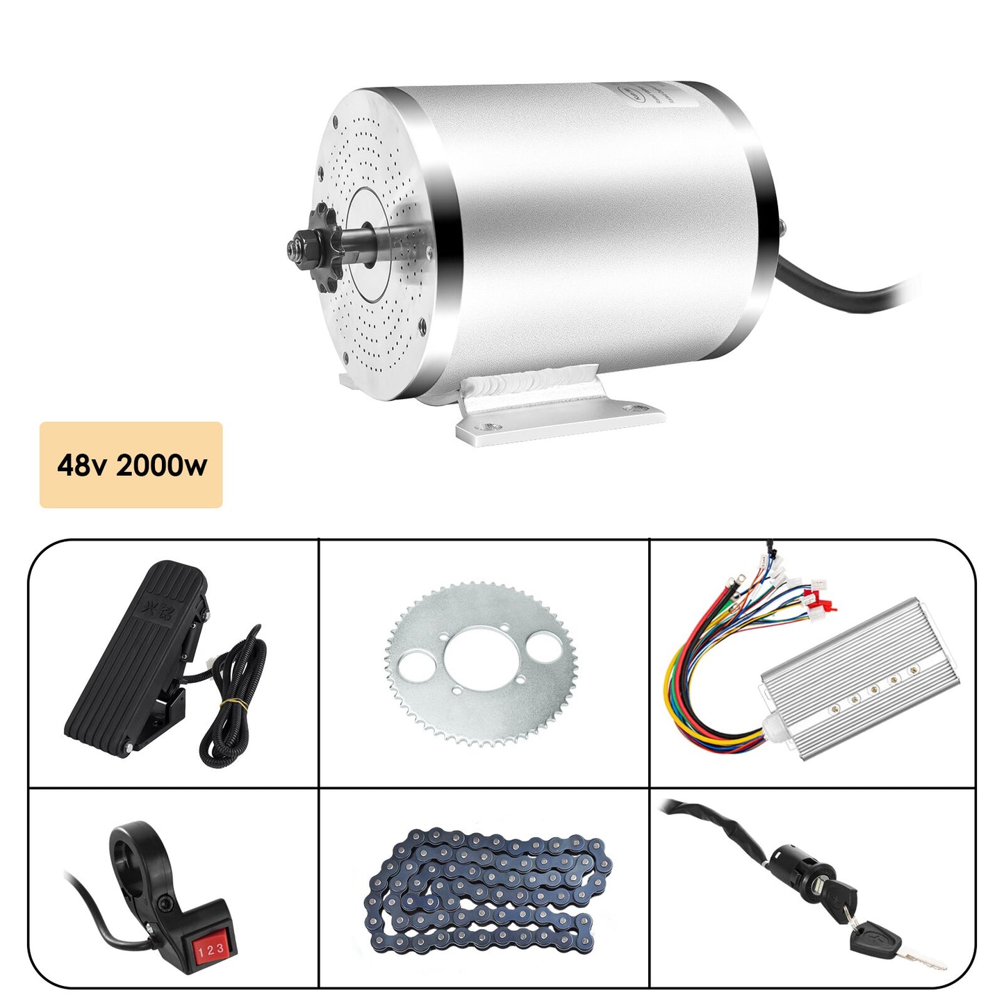 E-bike Conversion Kit 1000w 3000w Electric Motor for Skateboard, 45A Go Kart Electric Motor  Kits with Pedal Throttle