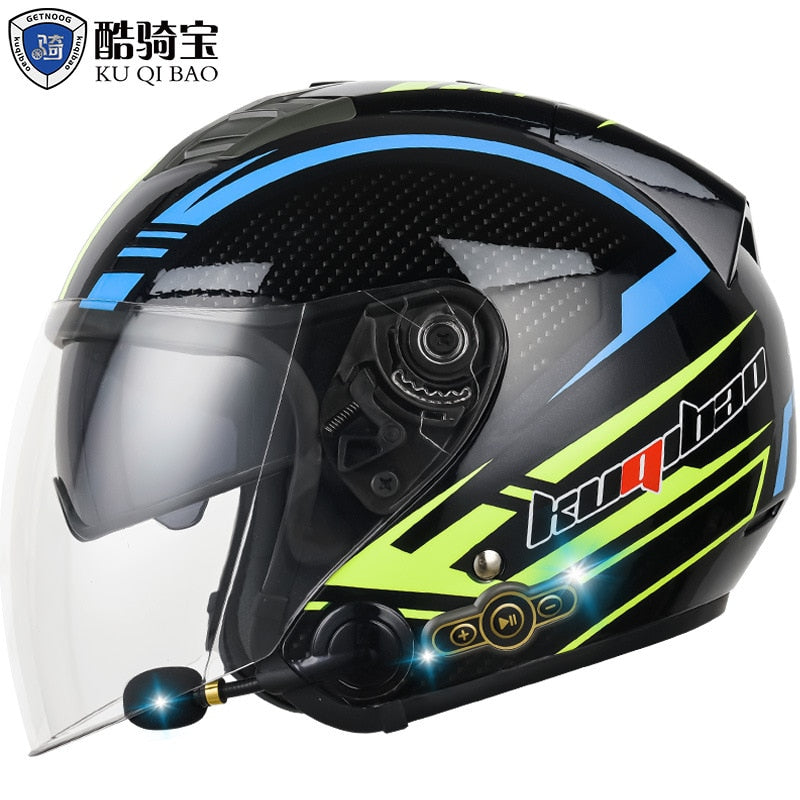 KUQIBAO Electric Motorcycle Helmet for Men. Bluetooth Helmet. 3000-MA Long Battery Life, Off-road Full Face Helmet
