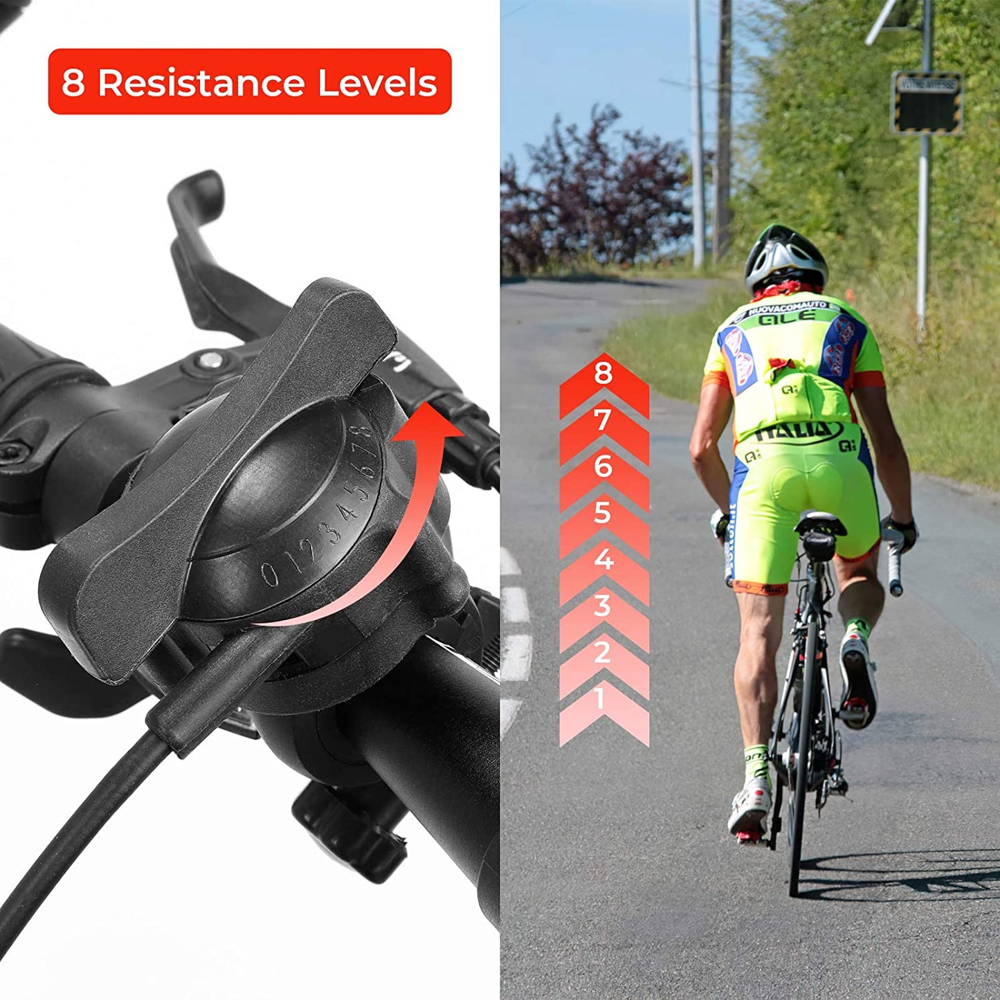 Femor Bike Trainer Stand 8 Level Magnetic Resistance Indoor Exercise Bicycle Training Stand Foldable Stationary For 26-28&quot;Wheel