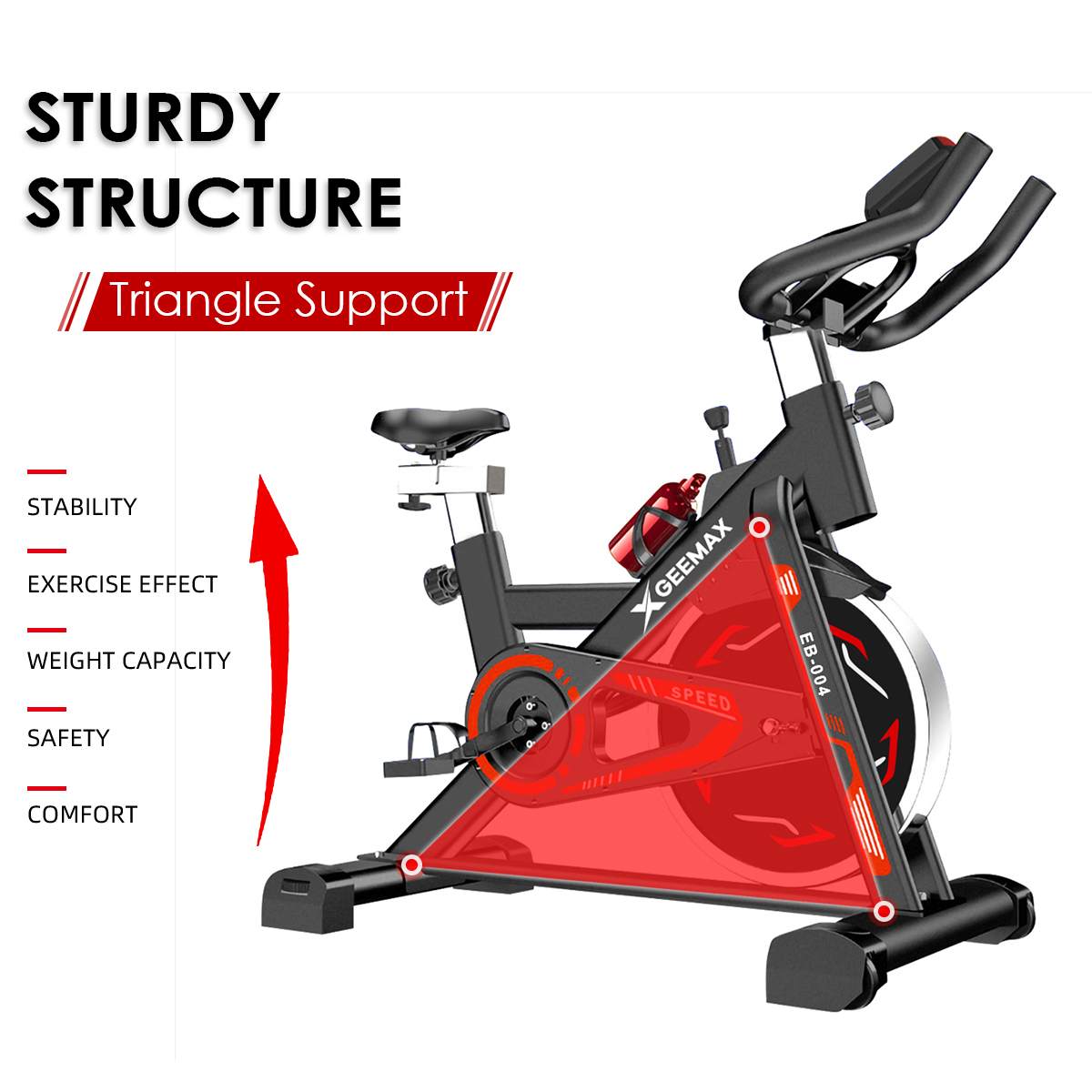 GEEMAX EB-004 Indoor Cycling Stationary Exercise Bike Magnetic Resistance Holder with LCD Monitor for Home Cardio Workout