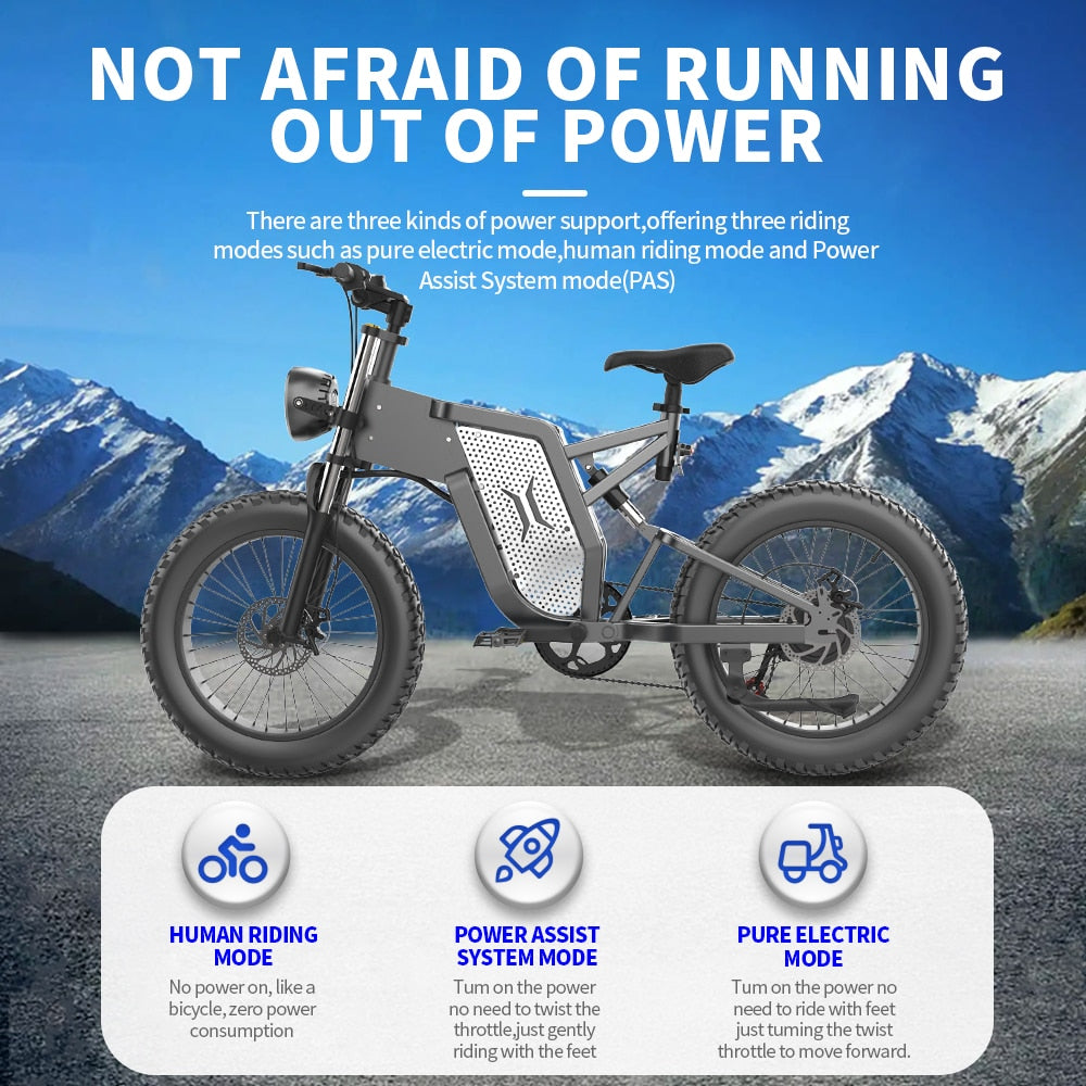 EKX X20 Electric Bike Mountain Moped Ebike 20 Inch Fat Tire 2000W 48V 30AH Men&#39;s Road EBike Electric Bicycle For Adults E Bikes