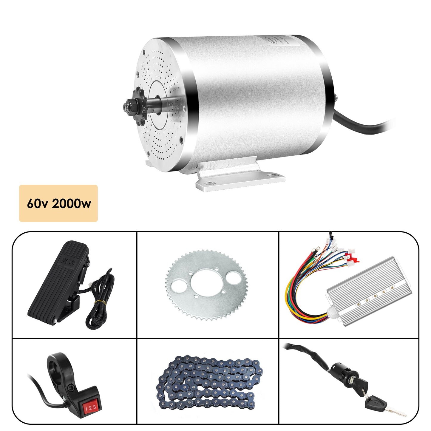 E-bike Conversion Kit 1000w 3000w Electric Motor for Skateboard, 45A Go Kart Electric Motor  Kits with Pedal Throttle