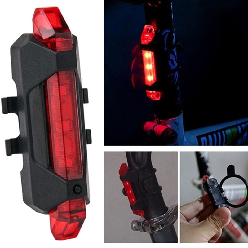 Rechargeable USB LED Bicycle Tail Light  Bike Safety  Front and Rear Flashing Lights.