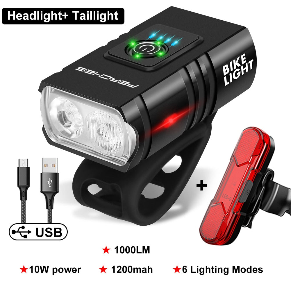 LED Bicycle Light Front, USB Rechargeable MTB  Lamp 1000LM  Headlight. Bike Accessories