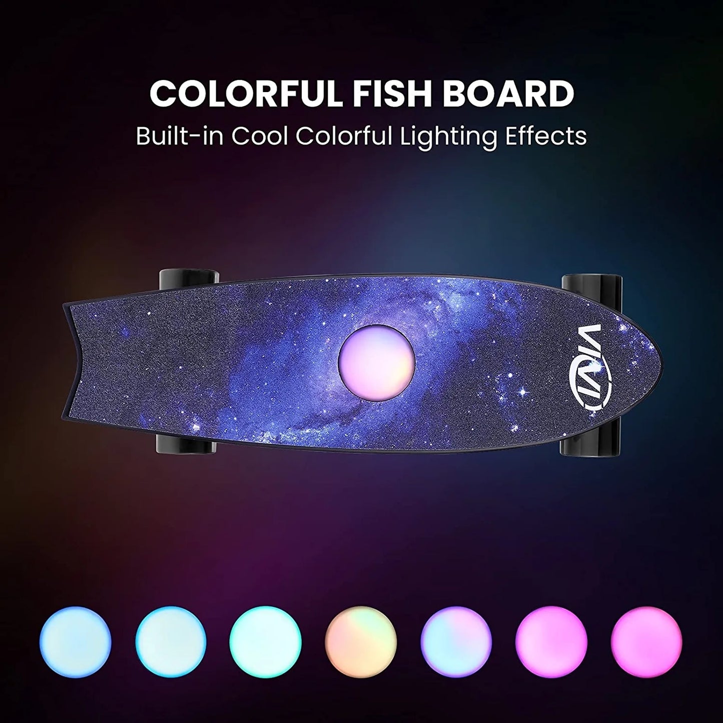 Vivi Electric Skateboard, Electric Longboard with Remote 350W Brushless Motor Colorful Fish Shape Board