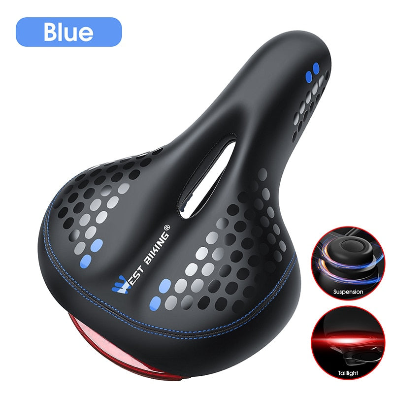 WEST BIKING Bicycle Saddle with Tail Light. Soft Comfortable Bike Hollow Cycling Bicycle Saddle