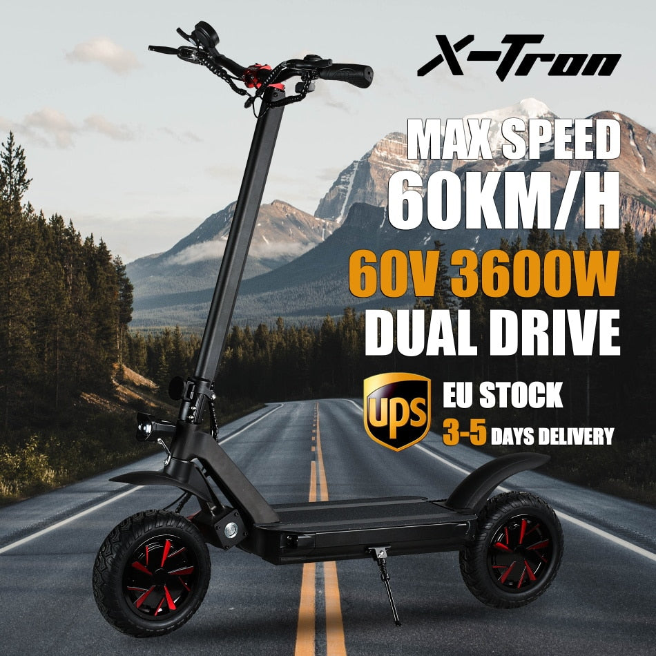 X-Tron X09 60V 3600W Electric Scooter Dual Max 60km/h Disc Brake, Folding adult Scooter
