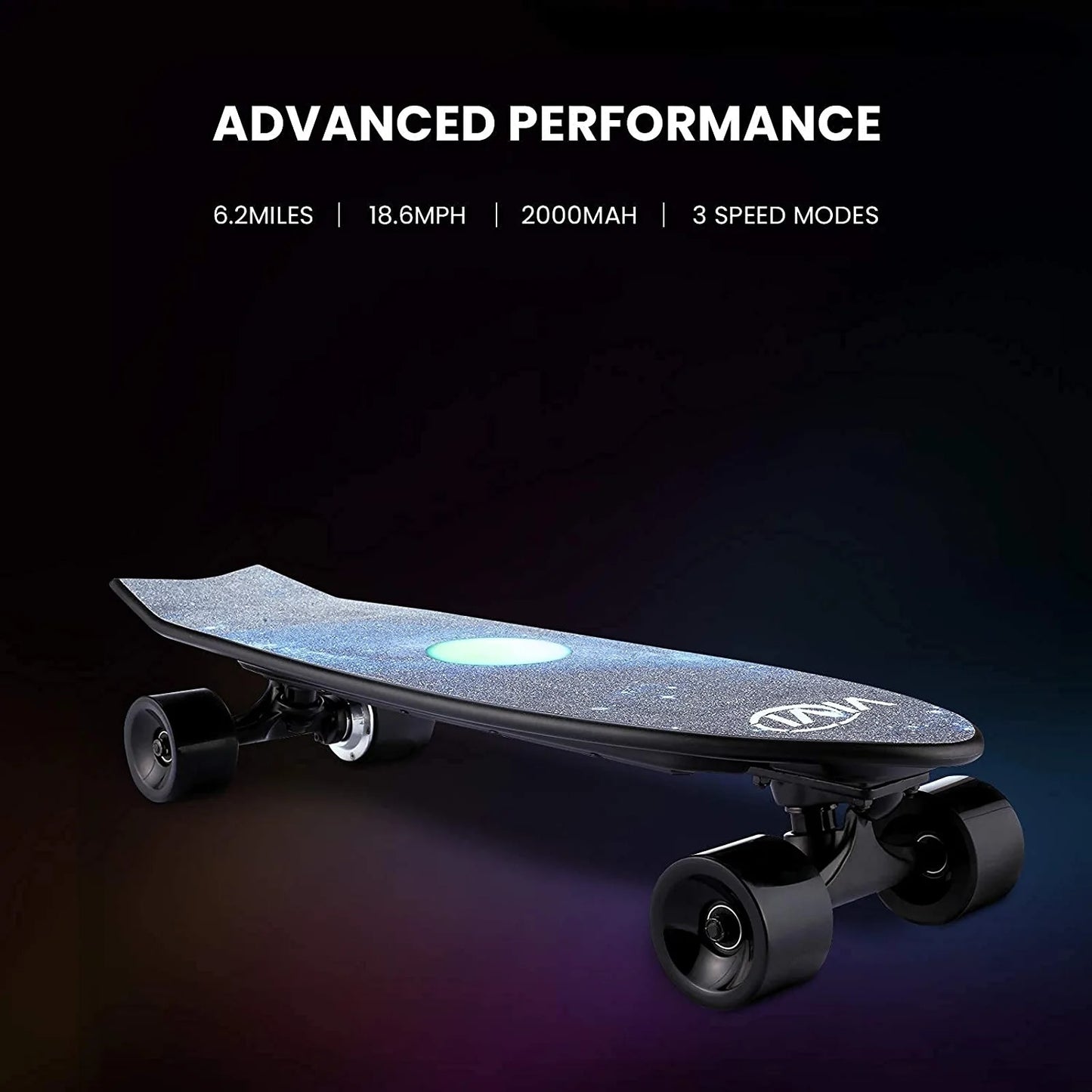Vivi Electric Skateboard, Electric Longboard with Remote 350W Brushless Motor Colorful Fish Shape Board