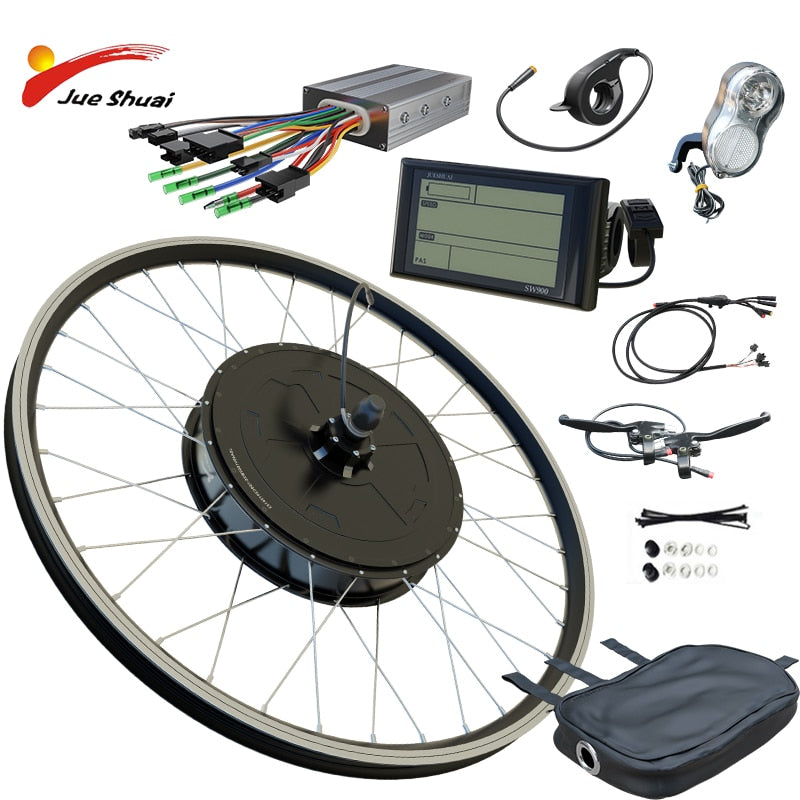 USA 48V 1000W/2000W 26" Rear Wheel Electric Bicycle Conversion Kit E-Bike Cycling with Brushless Gearless Hub Motor 7 Speed