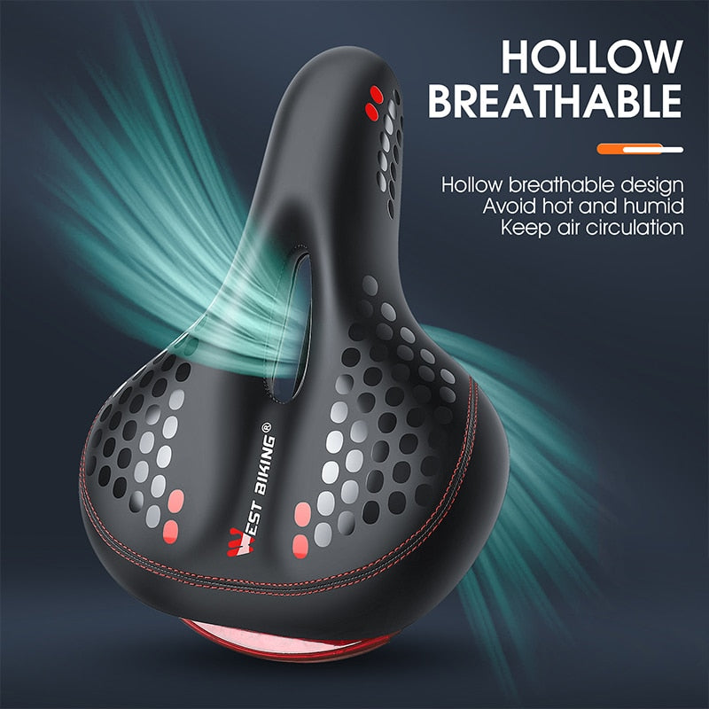 WEST BIKING Bicycle Saddle with Tail Light. Soft Comfortable Bike Hollow Cycling Bicycle Saddle