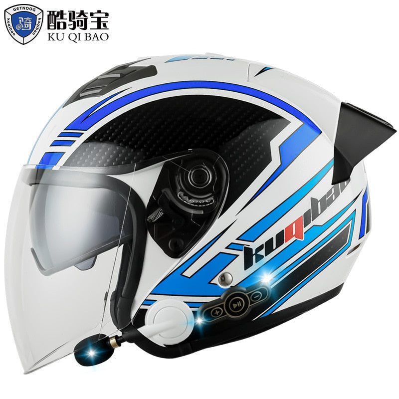 KUQIBAO Electric Motorcycle Helmet for Men. Bluetooth Helmet. 3000-MA Long Battery Life, Off-road Full Face Helmet