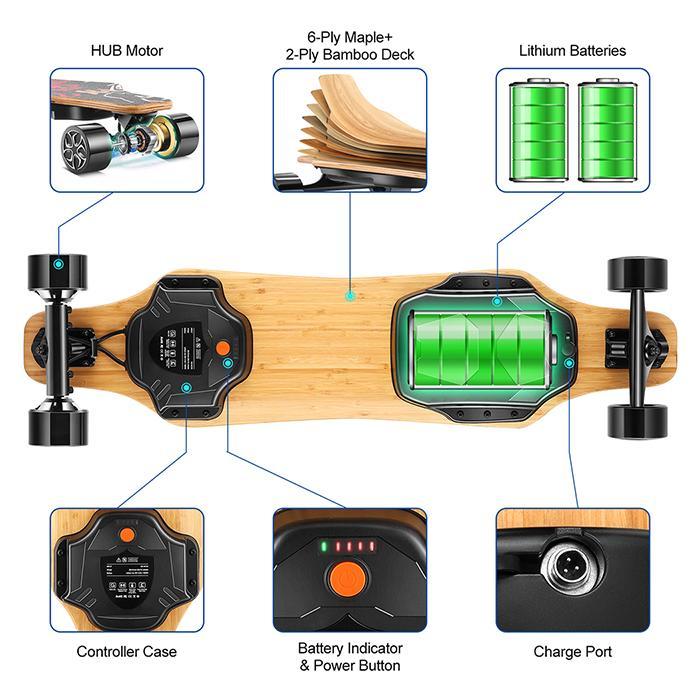 97cm  450W*2 dual motors 5.0AH 97cm long board 4 wheel electric skateboard  Dual-drive split longboard electric skateboard