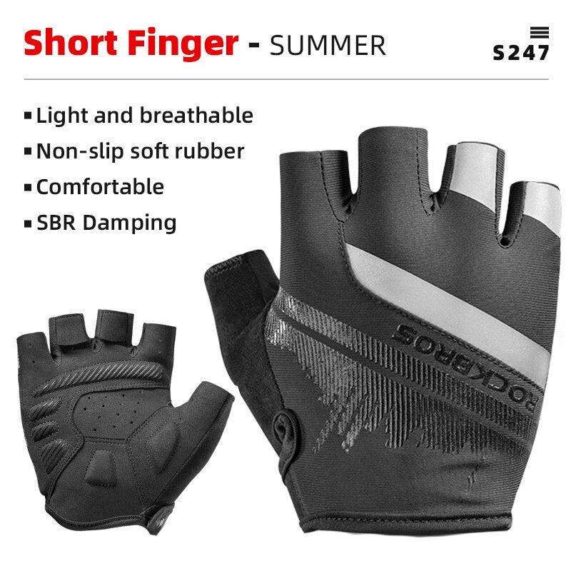 ROCKBROS Bicycle Gloves MTB Road Anti-shock Mountain Bike Fingerless Gloves Breathable Cycling Sports Non-slip Glove