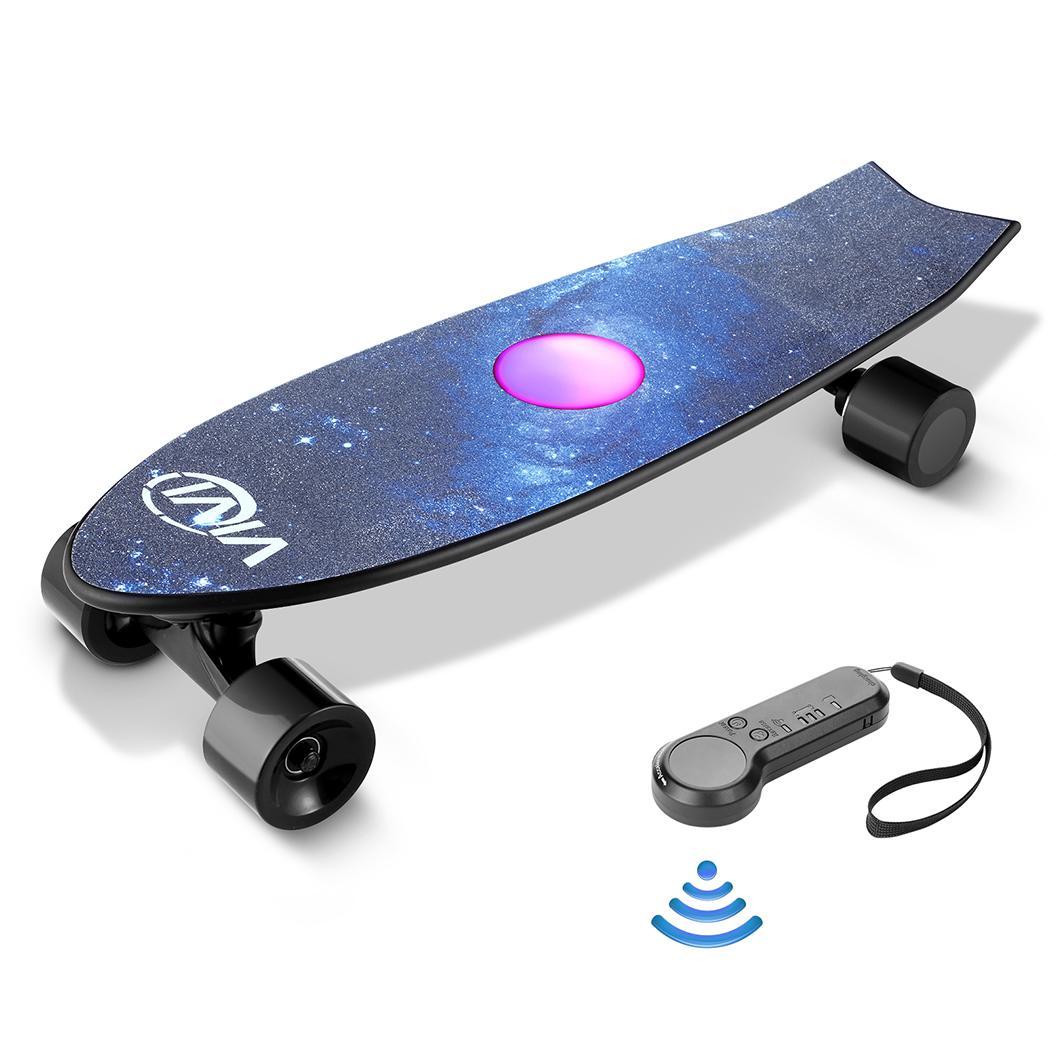 Vivi Electric Skateboard, Electric Longboard with Remote 350W Brushless Motor Colorful Fish Shape Board