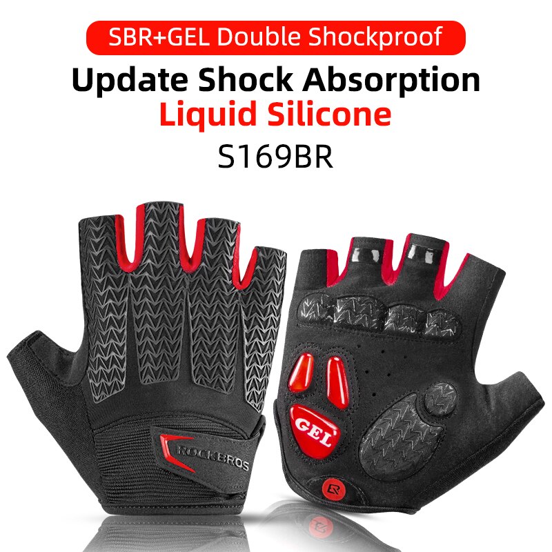 ROCKBROS Bicycle Gloves MTB Road Anti-shock Mountain Bike Fingerless Gloves Breathable Cycling Sports Non-slip Glove