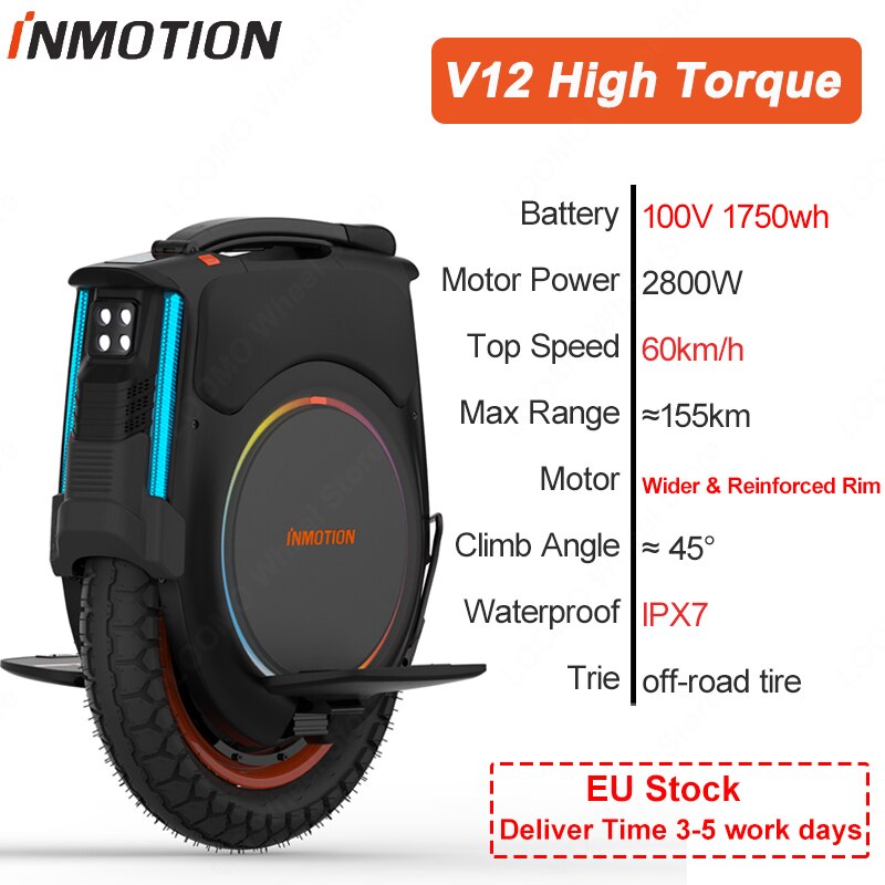 INMOTION V12 Multifunctional, Touch Screen , V12 High Torque Version Inmotion V12 E-Unicycle