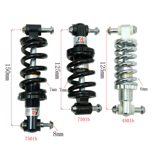 125mm; 150mm; 750lbs Front & Rear Shock Absorbents. For Electric bicycle. Universal